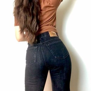 Vintage Rigid Cotton Black Denim Mom Jeans